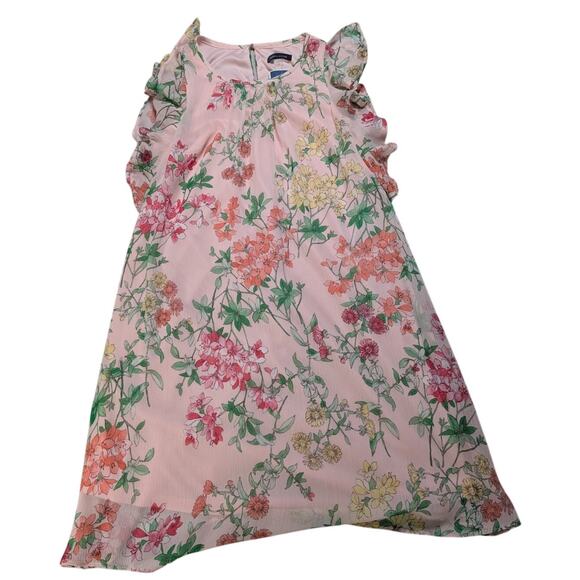Tommy Hilfiger Womens Floral Ruffle Dress Pink Multicolor Sleeveless 10 - Picture 1 of 5
